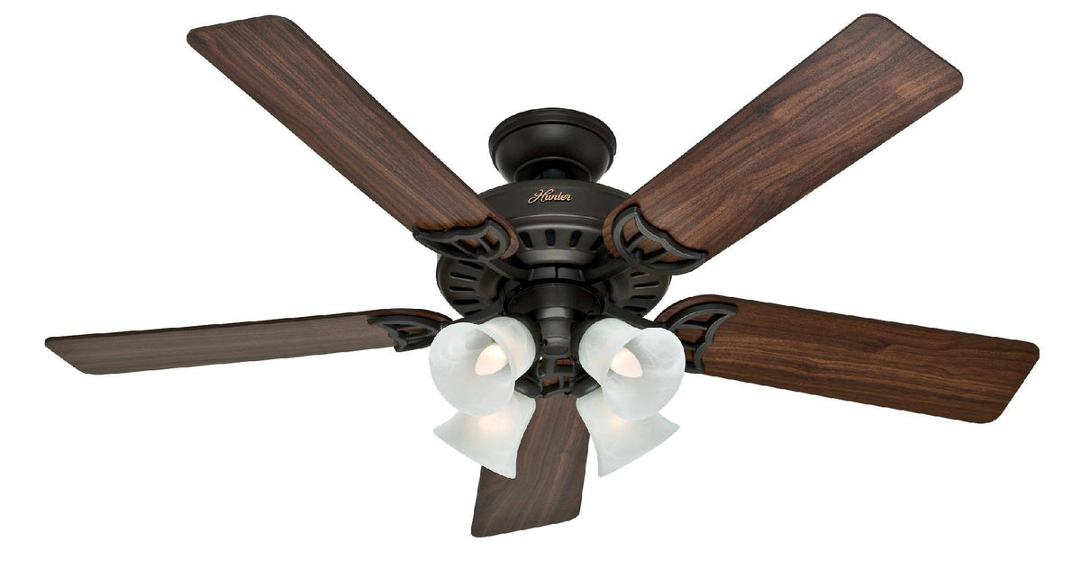 Hunter Studio Series 52" Ceiling Fan with 4-Light Kit New Bronze Walnut/Cherry Blades